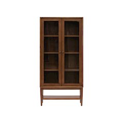 Mid-Century Modern Wood Dining Display Cabinet, Kitchen Storage, Bookcase, Brown