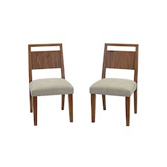 Two Wood Mid-Century Modern Kitchen Table Chairs, Dining Seats, Brown