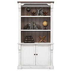 Durham Rustic Wood Bookcase With Doors, White
