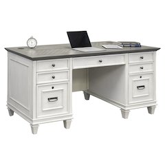 Hartford Wood Double Pedestal Desk, White