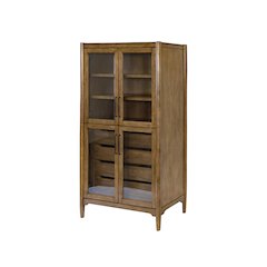 Lachlan Modern Wood Display Cabinet, Fully Assembled, Brown