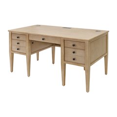 Laurel Wood Half Pedestal Desk, Wood Office Desk