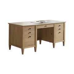 Laurel Wood Double Pedestal Desk, Wood Office Desk