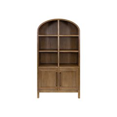 Modern Wood Arched Display Cabinet/Bookcase, Storage Cabinet, Brown