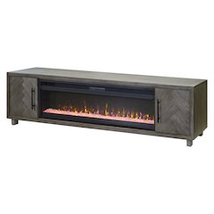 Palisades 96" Fireplace Console, Fully Assembled, Gray