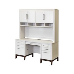 Contemporary Laminate Wood Office Desk & Hutch, Writing Table