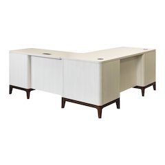 Contemporary Laminate Wood L-Desk & Return, Office Writing Table & Return