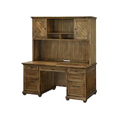 Porter Wood Hutch With Doors, Fully Assembled, Brown