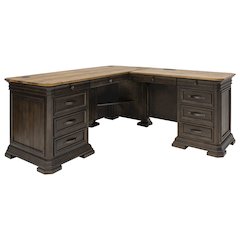 Sonoma Executve L-Desk & Return With Solid Wood Plank Tops, Brown