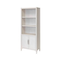 Wood Bookcase with Doors, Office Shelving, Storage Cabinet, Assembled, White