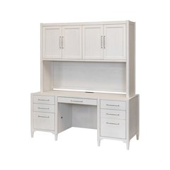 Wood Desk with Hutch,Office Storage,Writing Table with Cabinet, Assembled, White