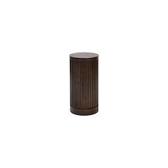 Modern round pedestal table, side table, cocktail stand, fully assembled, brown