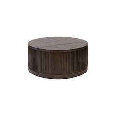 Modern round coffee table, side table, cocktail stand, fully assembled, brown