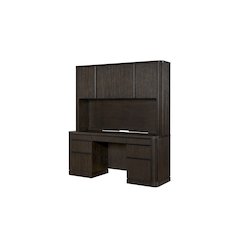 Tulane Executive Credenza and Hutch, Fully Assembled, Brown