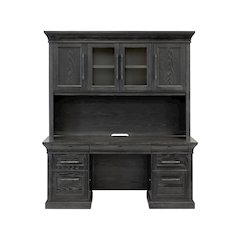 Traditional Wood Executive Desk, Office Storage Hutch with Doors