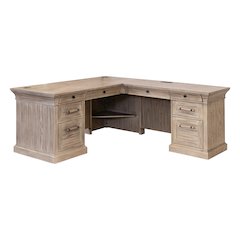 Traditional Executive Wood Double Pedestal L-Desk, Corner Desk, Office Table