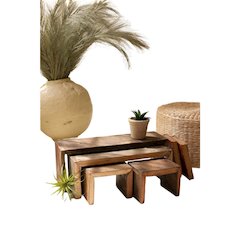 Set Of Four Recycled Wood Nesting Rectangle Risers