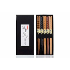 5 Pair Organic Fancy Hardwood Japanese Reusable Wood Chopsticks