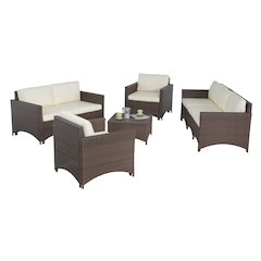 Modular 3-Seater Sofa, Loveseat, 2 Armchairs And Coffee Table Conversation Set