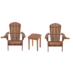 Foldable Adirondack Chair With Cup Holder Bristro Set