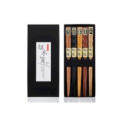 5 Pair Organic Classic Hardwood Japanese Reusable Wood Chopsticks