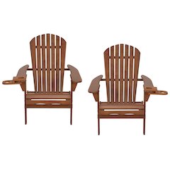 Foldable Adirondack Chair With Cup Holder Set Of 2