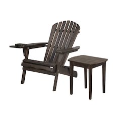 Foldable Adirondack Chair With Cup Holder With End Table