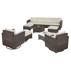 Modular Sofa-4 Seater, 4 Ottoman, 2 Swivel Armchairs And 1 Coffee Table