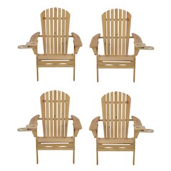 Foldable Adirondack Chair With Cup Holder Set Of 4