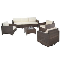 Modular Sofa 3 Seater, 1 Armchair, 2 Swivel Chairs And 1 Coffee Table