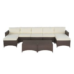 Modular Extended Sofa With Ottoman And Coffee Table Set