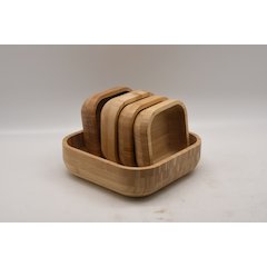 Rectangular Bamboo Dessert Bowls 5Pcs/Set
