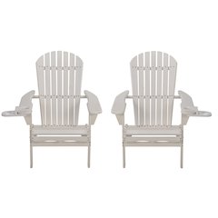 Foldable Adirondack Chair With Cup Holder Set Of 2