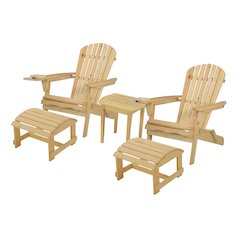 Foldable Adirondack Chair With Cup Holder Conversation Set