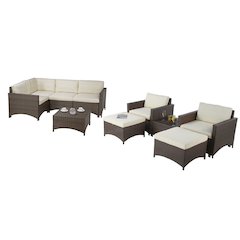 Modular Sectional Sofa With Armchairs, Coffee Table And Ottoman