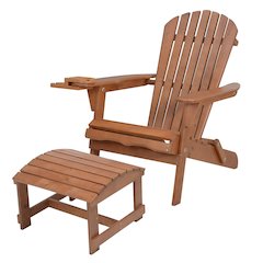 Foldable Adirondack Chair With Cup Holders With Ottoman