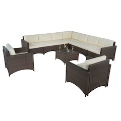 Modular Extended Sectional Sofa, 2 Armchairs And Coffee Table Set