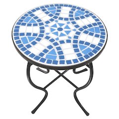 Mosaic Blue Daisy Accent Table