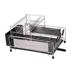 Stainless Steel 2-Tier Dish Rack With Self -Draining Tray (Silver Color)