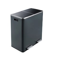 60L Dual Compartment Trash Can - Matt Grey