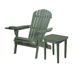 Foldable Adirondack Chair With Cup Holder With End Table