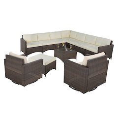 Modular Sectional Sofa, 1 Ottoman, 2 Swivel Armchairs And 1 Coffee Table