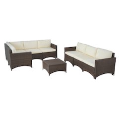 Modular Sectional Sofa With 3-Seater Sofa And Coffee Table