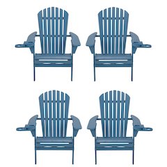 Foldable Adirondack Chair With Cup Holder Set Of 4