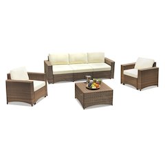 Modular 3-Seater Sofa, 2 Armchairs And Coffee Table Conversation Set