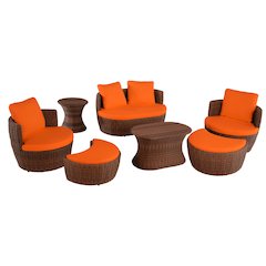 Outdoor 7-Piece Ottoman Set