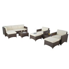 Modular Sectional Sofa, 2 Armchairs With Ottoman And Coffee Table