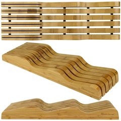 In-Drawer Premium Bamboo Wood Knife Storage Block , Up To 16 Knives