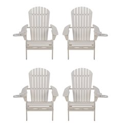 Foldable Adirondack Chair With Cup Holder Set Of 4