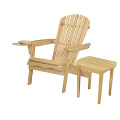 Foldable Adirondack Chair With Cup Holder With End Table